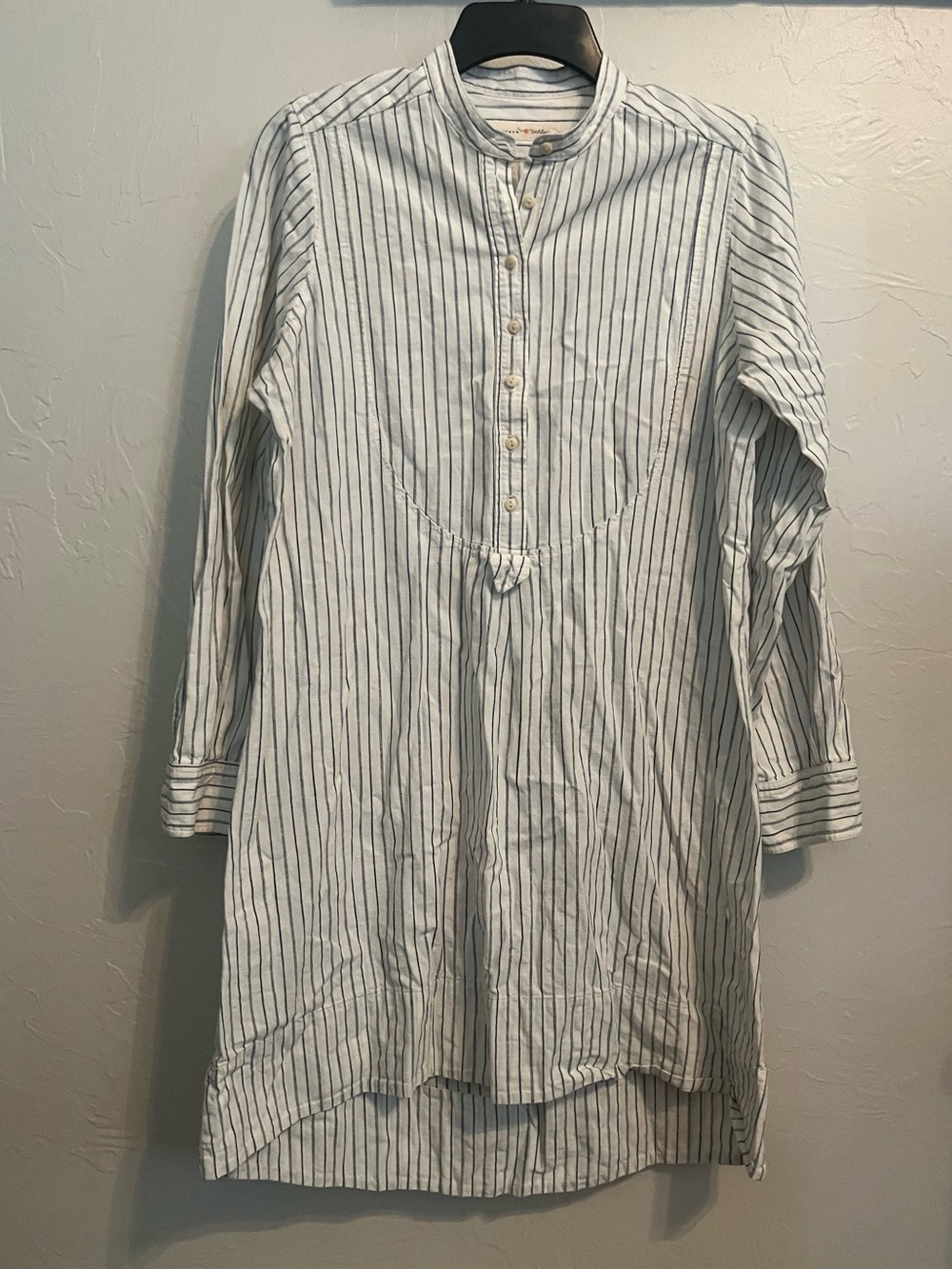 Imogene + Willie Pinstriped Cotton Shirt Dress Sz 2 USA Made Coastal Cowgirl - Picture 2 of 12